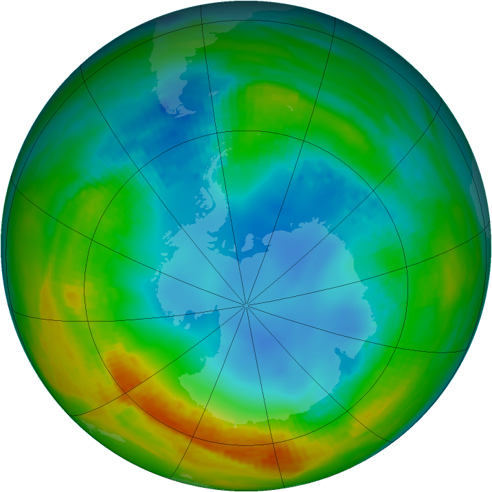 Antarctic ozone map for 02 August 1988